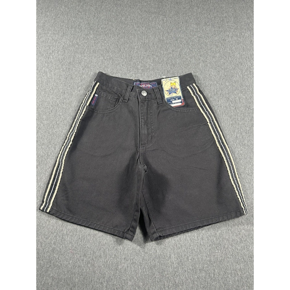 Vintage‎ JUST USA Wide Leg Striped Denim Shorts Jorts Black Size 3 USA MADE